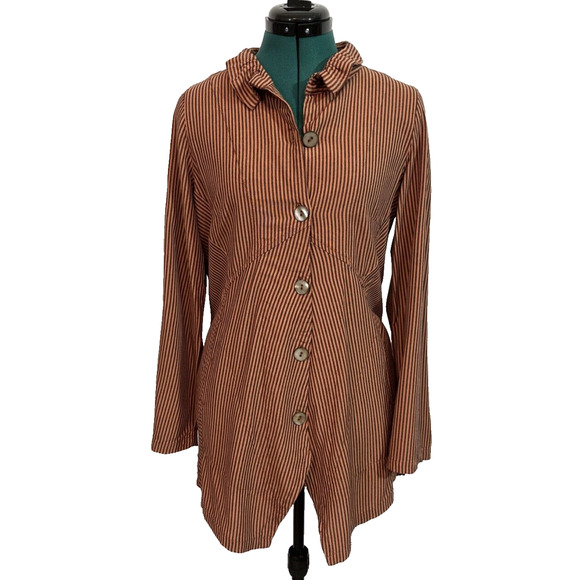 Women’s Soft Surroundings Sasha Tunic Top Button Up Coral‎ Navy Size Small - Picture 1 of 9